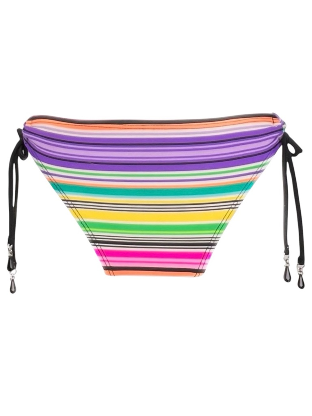 Candie's Multi-color Purple Pink Striped w/ Black Bead Side Tie Bikini Bottoms M